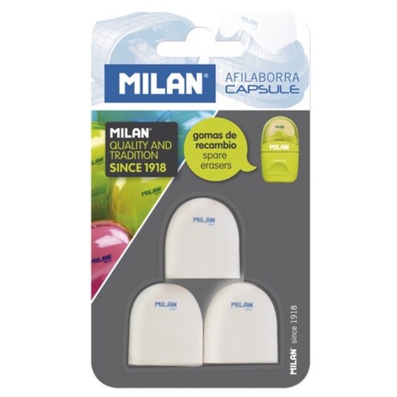 MILAN CAPSULE ERASER REFILL 3 PACK CARDED