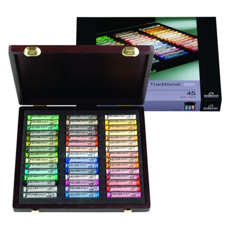 REMBRANDT SOFT PASTEL WOOD BOX SET 45 STICK LANDSCAPE