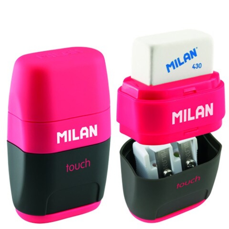 MILAN COMPACT TOUCH DOUBLE HOLE SHARPENER WITH ERASER