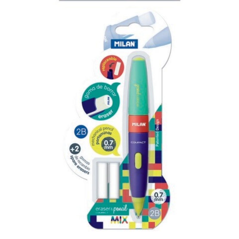 MILAN COMPACT TOUCH MIX BASIC MECH PENCIL & 2 ERASERS CARDED