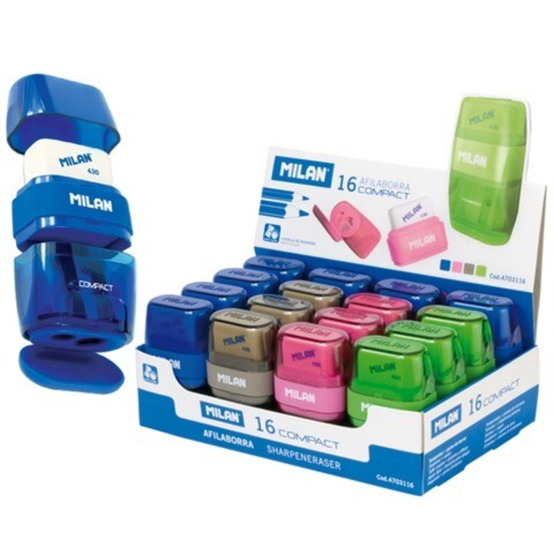 MILAN COMPACT TWO HOLE SHARPENER WITH ERASER