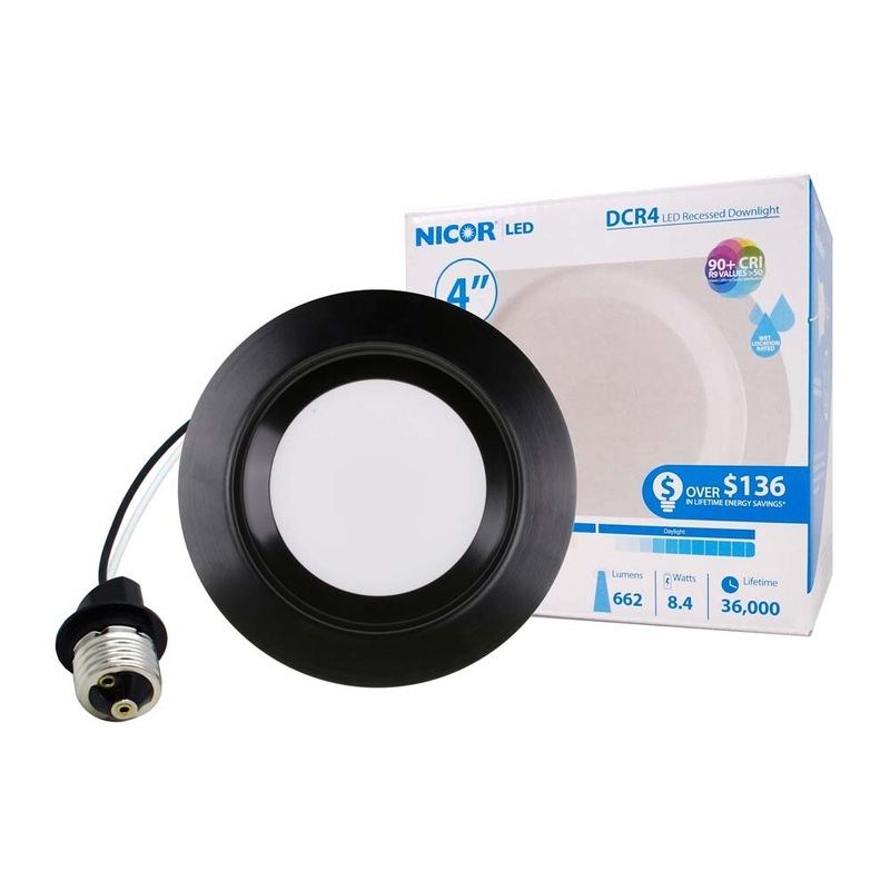 NICOR 4in. LED Downlight 644Lm 2700K in Black Round Recessed Light