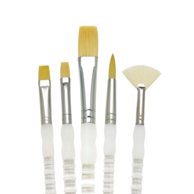SOFT GRIP TAKLON AND WHITE BRISTLE LH BRUSH SET 5PCS