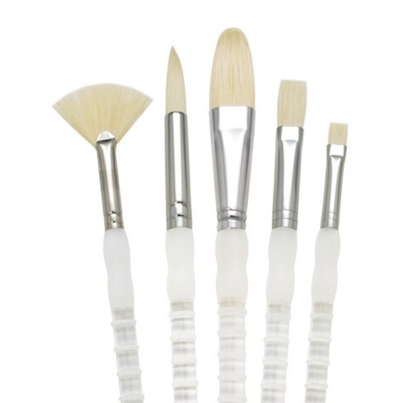 SOFT GRIP WHITE BRISTLE LH BRUSH SET 5PCS