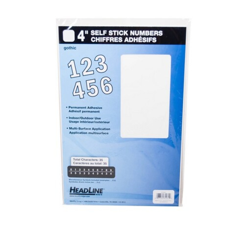 STICK ON VINYL LETTERS GOTHIC 4IN NUMBERS WHITE