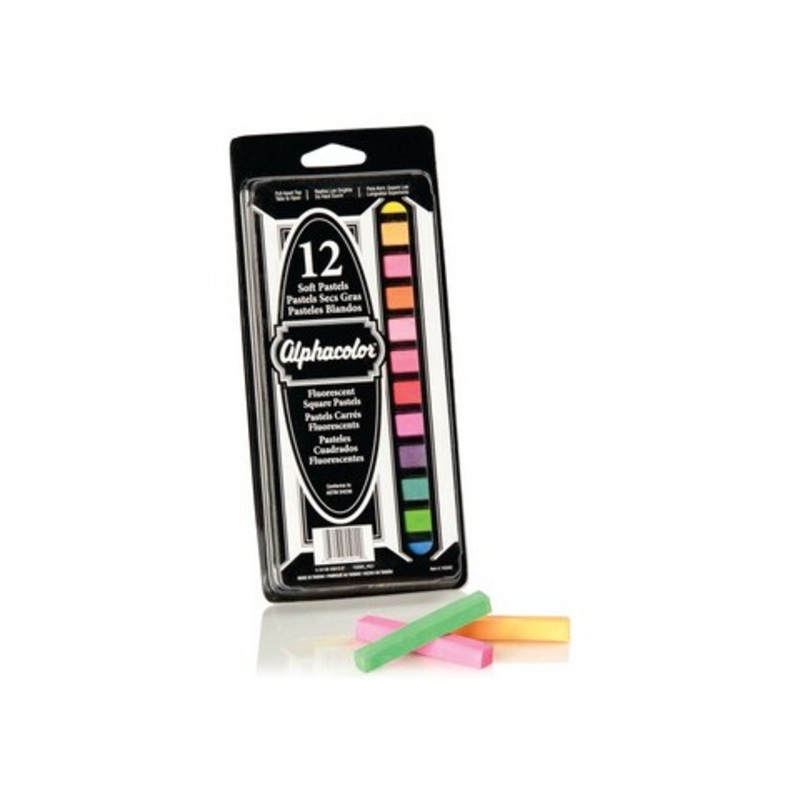 ALPHACOLOR PASTEL SET 12 STICK FLUORESCENT COLORS