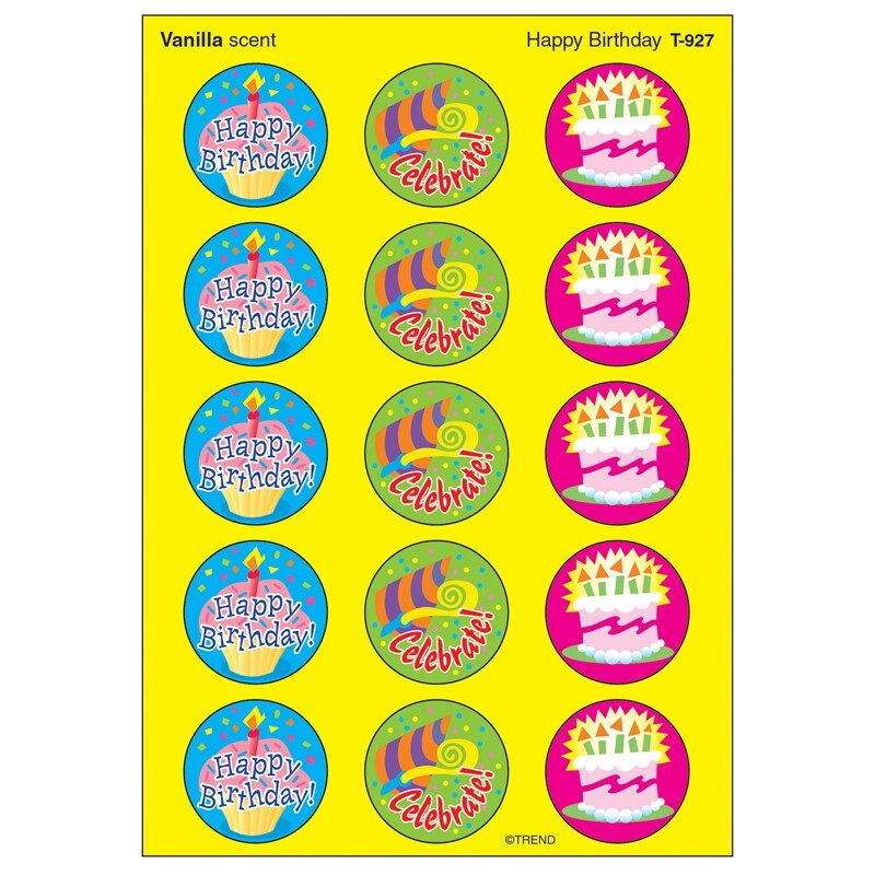 Happy Birthday/Vanilla Stinky Stickers, 60 ct.