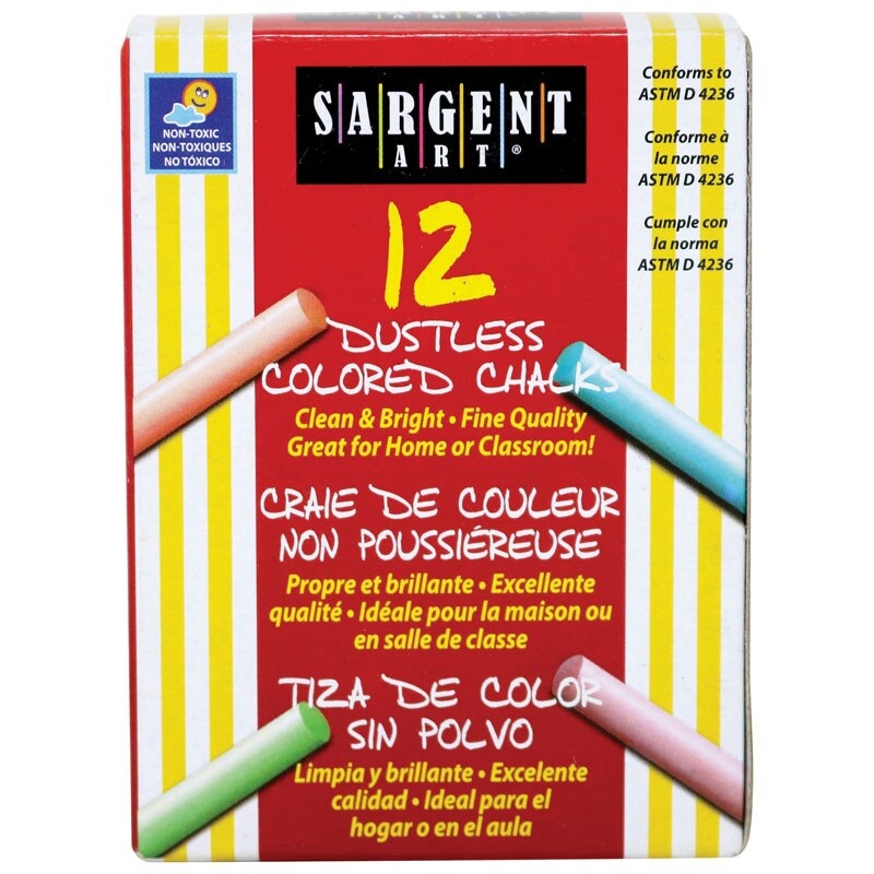 Assorted Dustless Chalkboard Chalk, 12 Pieces
