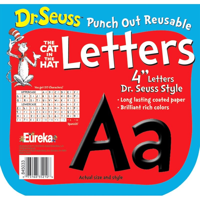 Dr. Seuss Black Deco 4″ Letters, 217 Characters