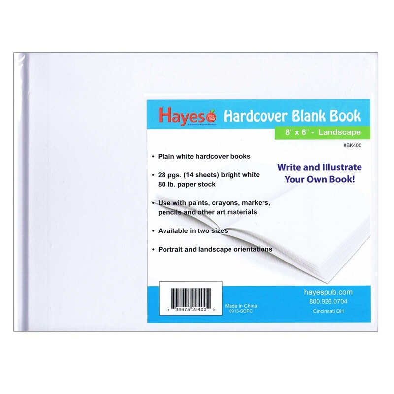 Plain White Blank Hardcover Book, 28 Pages/14 Sheets, 8″ x 6″