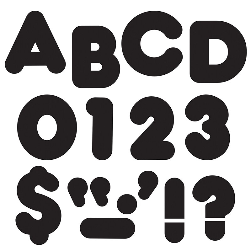 Black 4″ Casual Uppercase Ready Letters