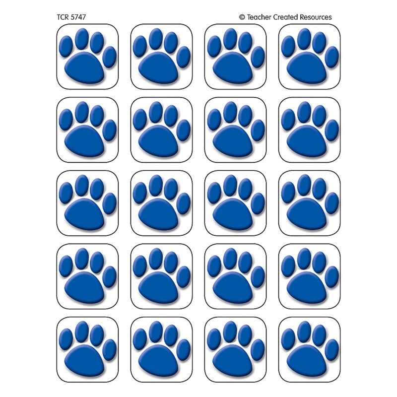 Blue Paw Prints Stickers, 1″ Square
