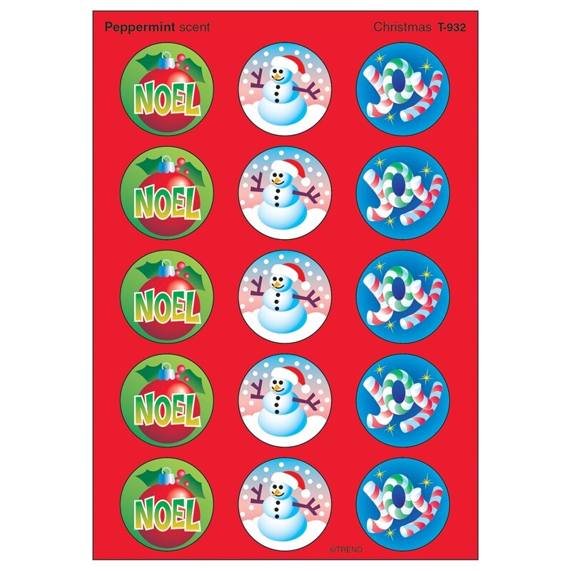 Christmas/Peppermint Stinky Stickers, 60 ct.