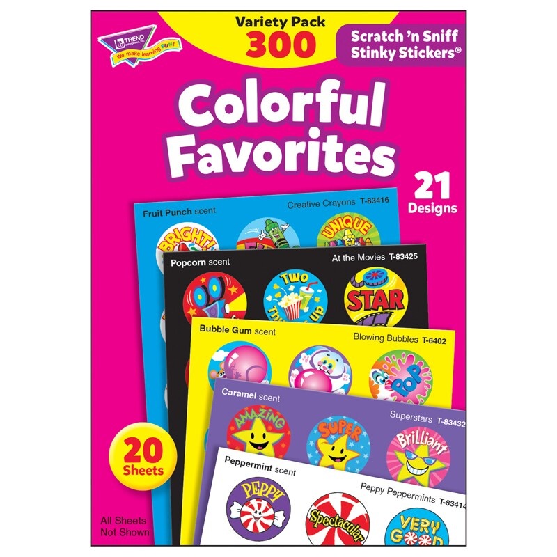 Colorful Favorites Stinky Stickers Variety Pack, 300 ct