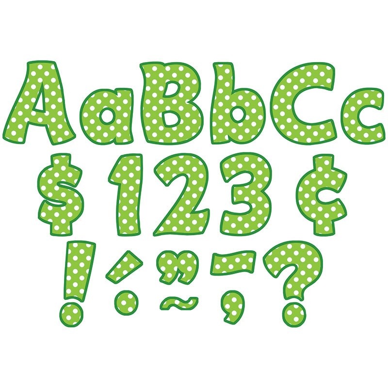 Lime Polka Dots Funtastic Font 4″ Letters Combo Pack, 208 pieces