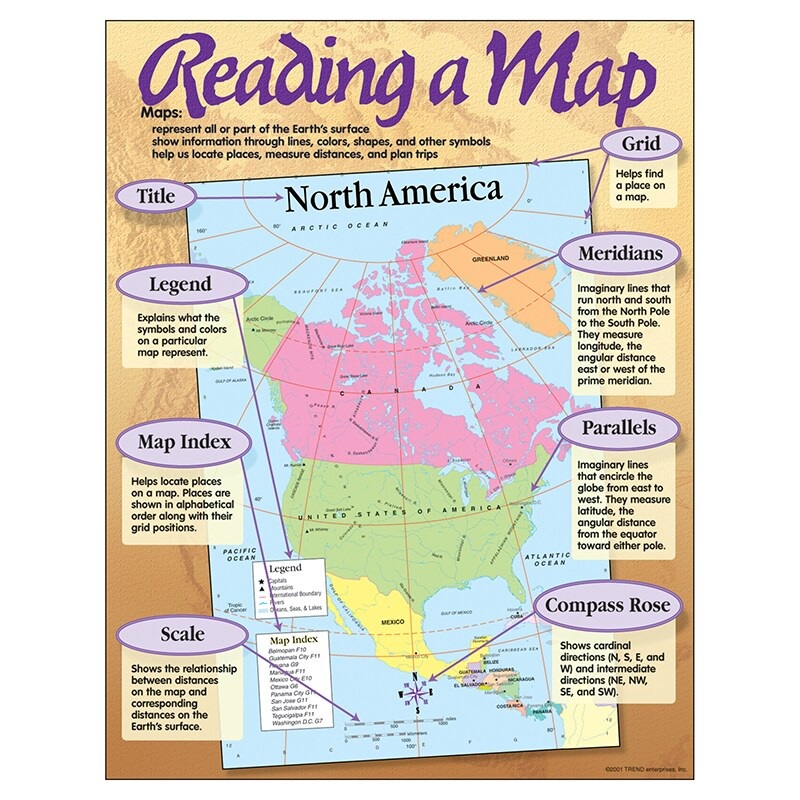 Reading a Map Learning Chart, 17″ x 22″