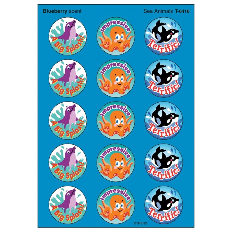 Sea Animals/Blueberry Stinky Stickers, 60 Ct
