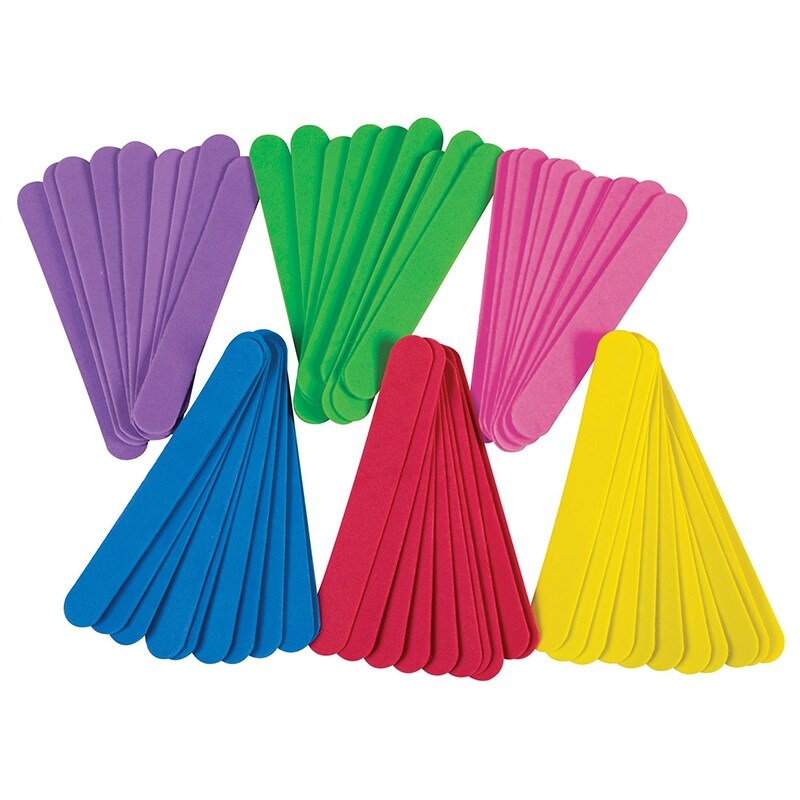 WonderFoam Jumbo Craft Sticks, Assorted Colors, 6″ x 3/4