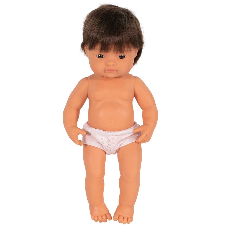 Anatomically Correct 15″ Baby Doll, Caucasian Boy, Brunette