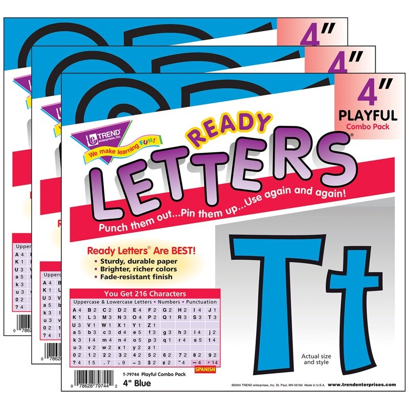 Blue 4″ Playful Combo Ready Letters, 3 Packs