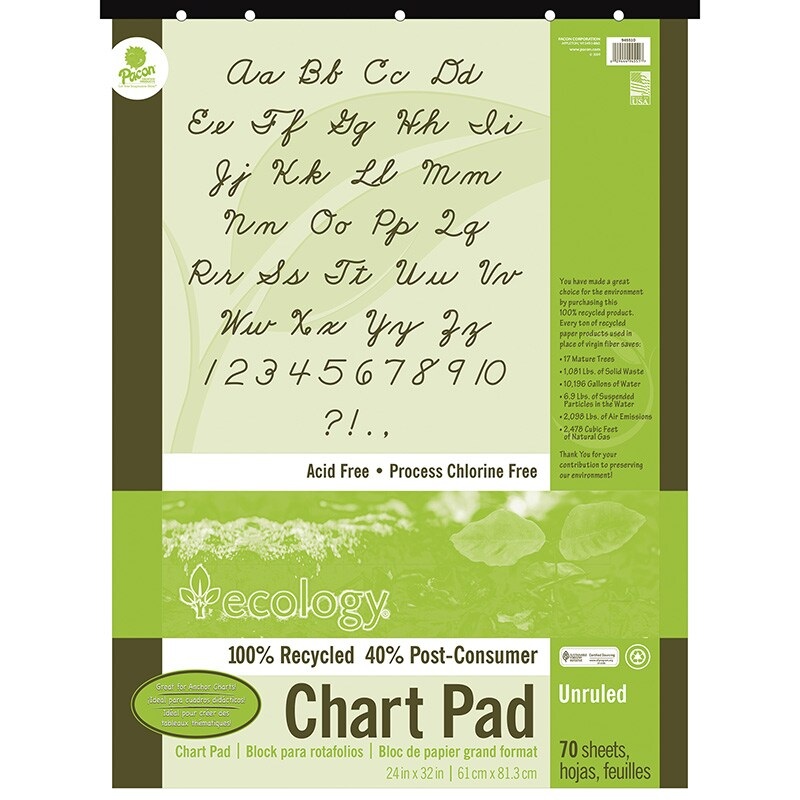 Recycled Chart Pad, Unruled Cover, Unruled 24″ x 32