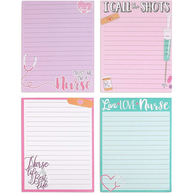Writing Note Pads for Nurse Appreciation Gifts (4.25 x 5.5 In, 4 Pack)