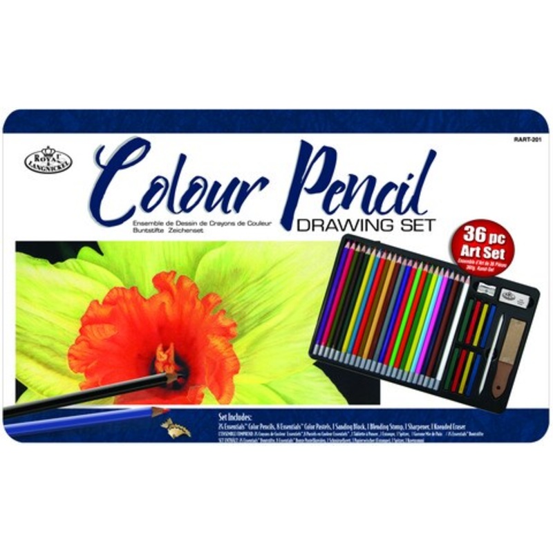 ESSENTIALS 36 COLOR PENCIL DRAWING TIN