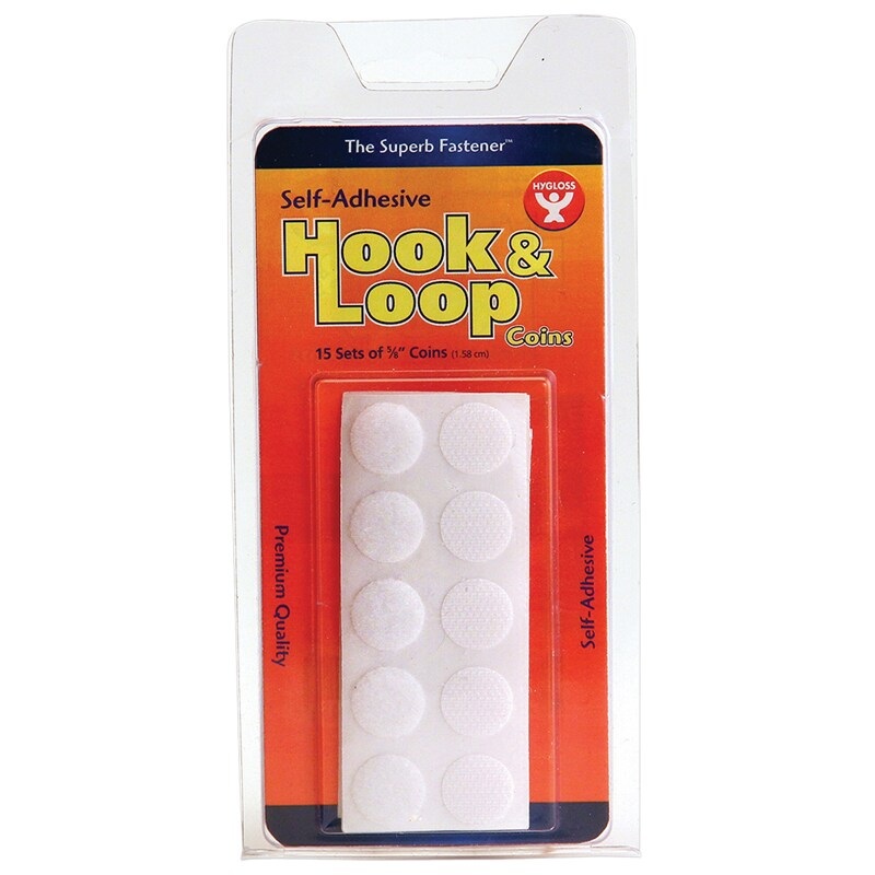 Hook & Loop Coins, White, 5/8