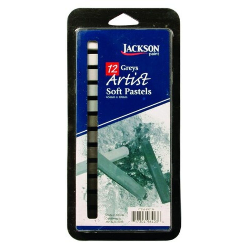 JACKSON ARTIST SOFT PASTEL 12 PIECE ASSORTED GREY COLORS
