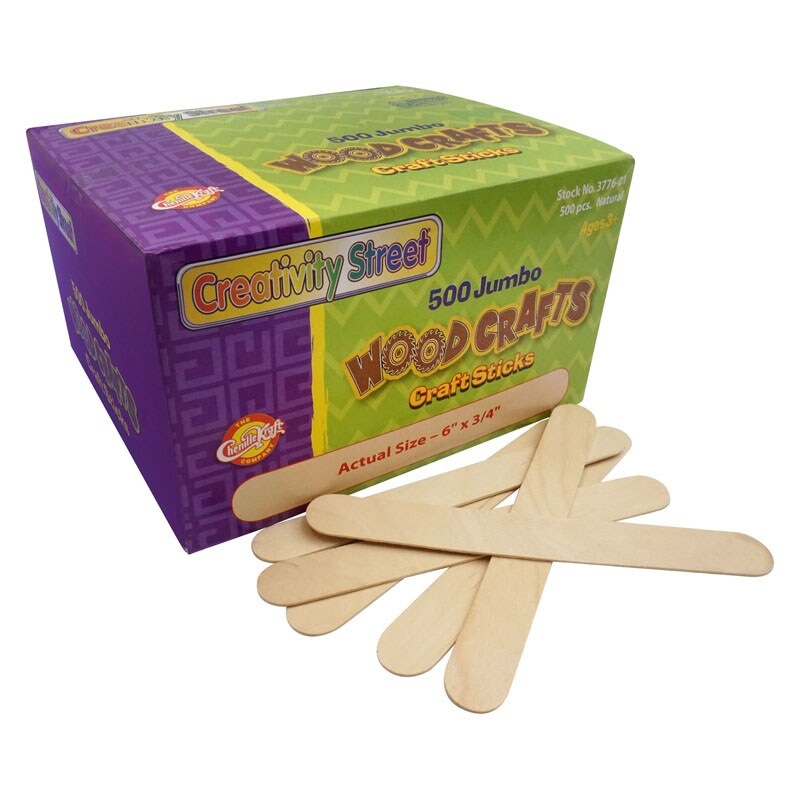 Jumbo Craft Sticks, Natural, 6″ x 0.75