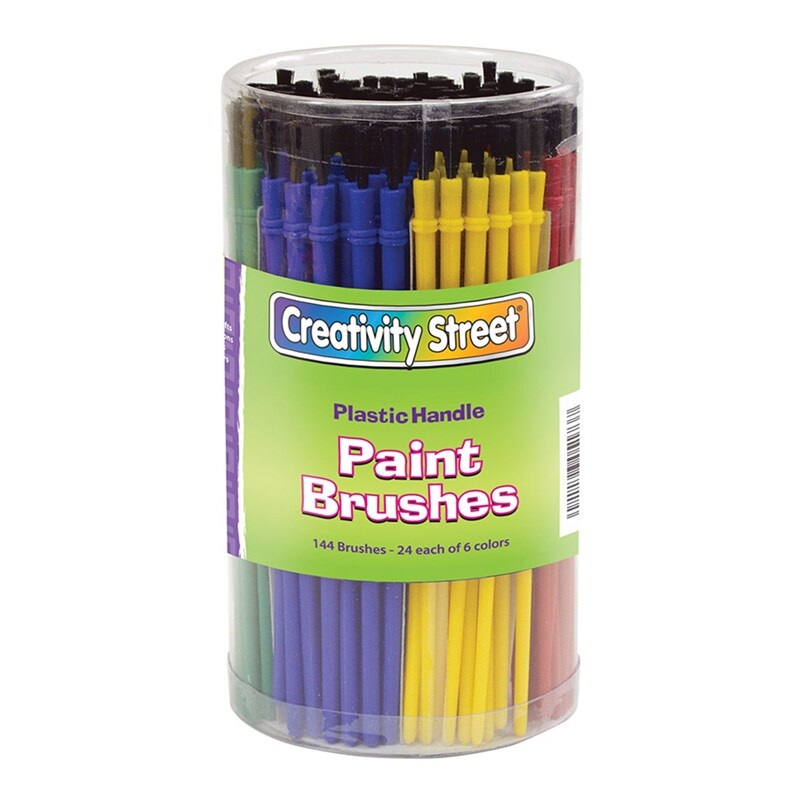 Plastic Handle Brush Classroom Pack, Economy Brushes, 7″ Long, 144 Brushes