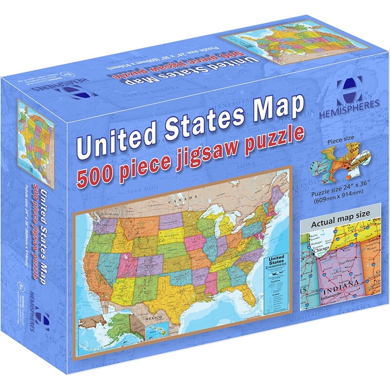 USA Puzzle, 24″ Height, 36″ Width, 500 Pieces