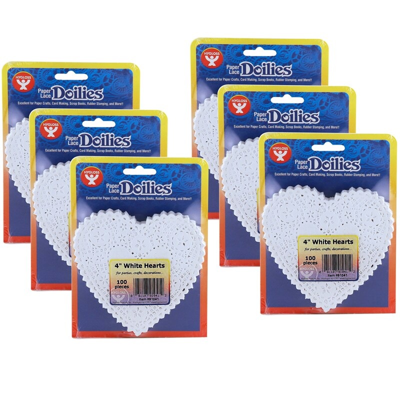 Heart Doilies, White, 4