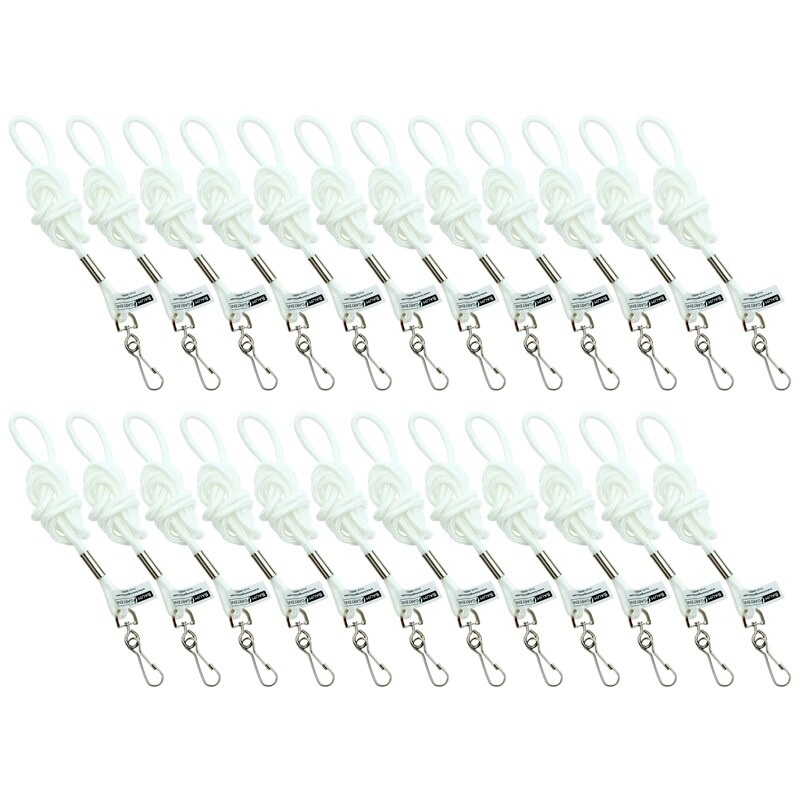 Standard Lanyard Hook Rope Style, White, Pack of 24