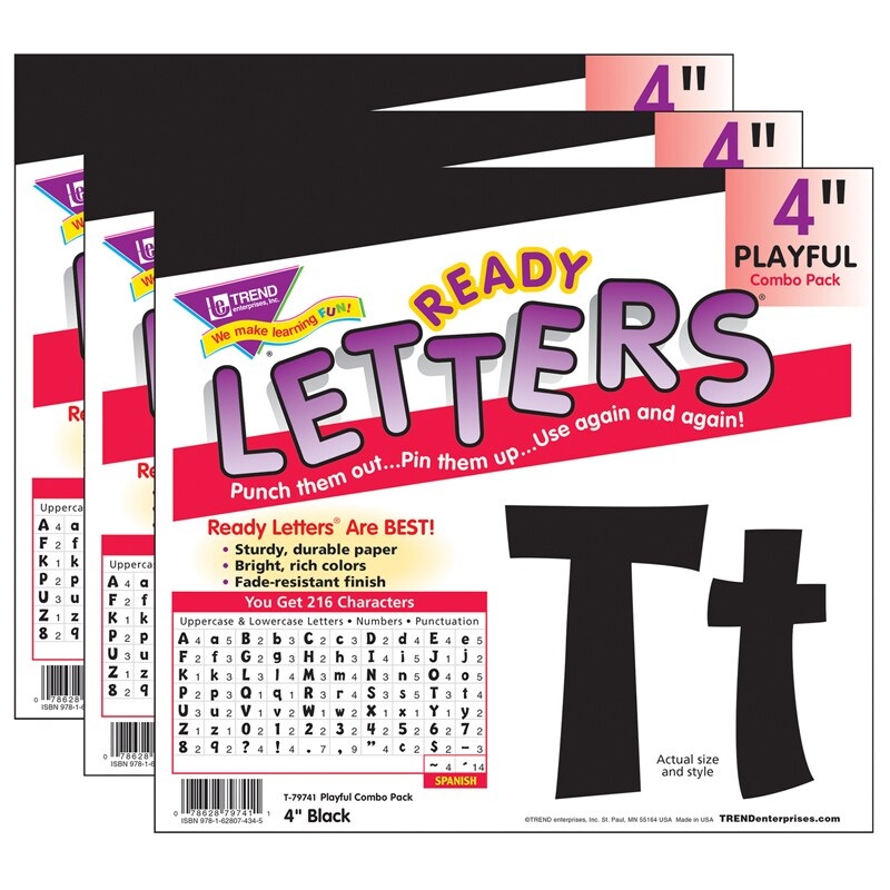 Black 4″ Playful Combo Ready Letters, 3 Packs