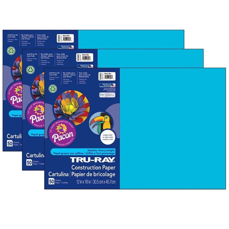 Construction Paper, Atomic Blue, 12″ x 18