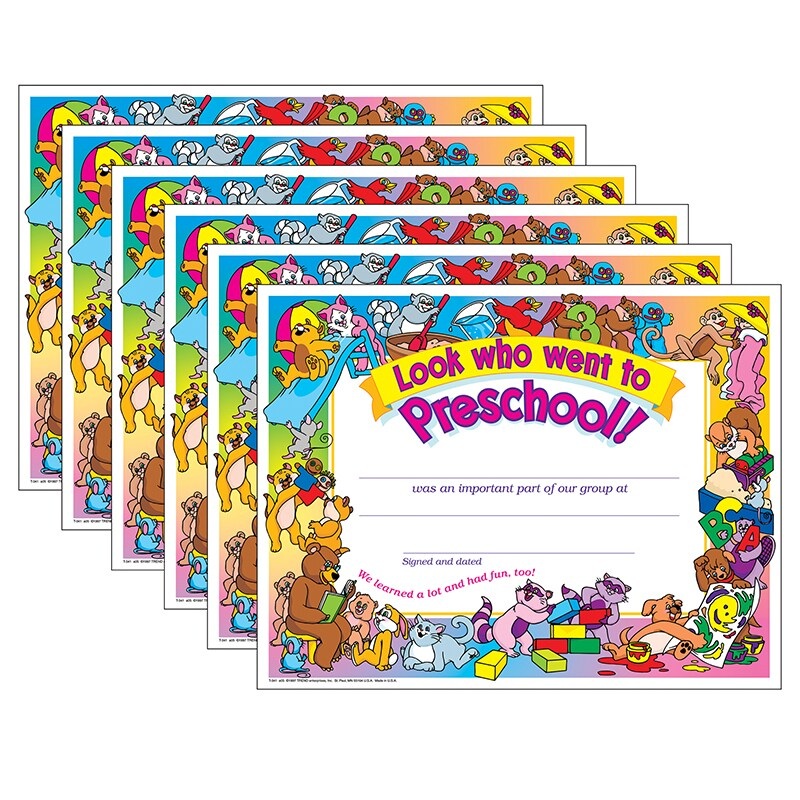 Look who went to Preschool! Certificate, 30 Per Pack, 6 Packs