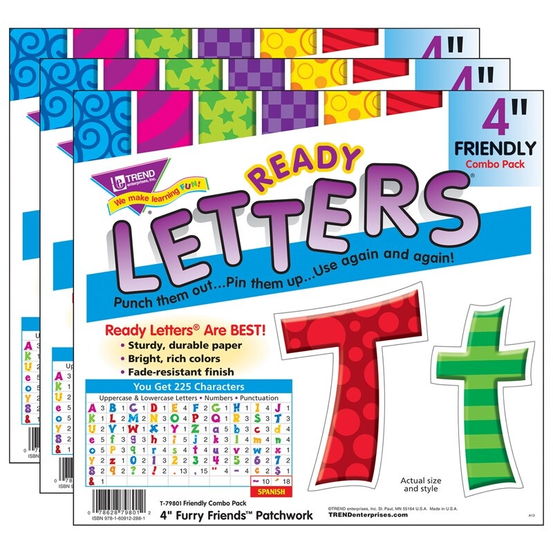 Patchwork FF 4″ Friendly Combo Ready Letters, 3 Packs
