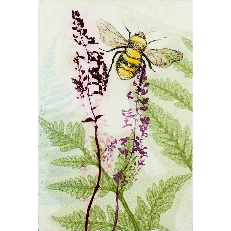 Bees Amongst the Liriope Poster Print by Trudy Rice # R1360D