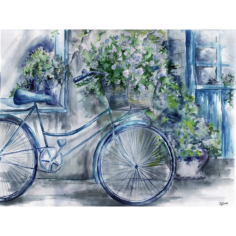 Blue and White Bicycle Florist Shop Poster Print by Tre Sorelle Studios Tre Sorelle Studios # RB13861TS