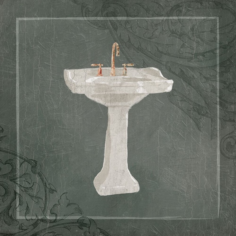 Victorian Muted Green Sink Poster Print by Milli Villa # MVSQ585A