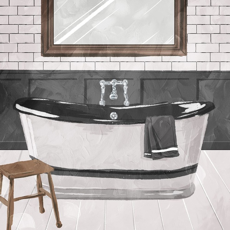 White Wash Bathroom Poster Print by Milli Villa # MVSQ619B