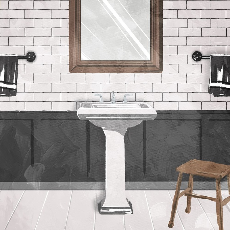 White Wash Sink Poster Print by Milli Villa # MVSQ619A