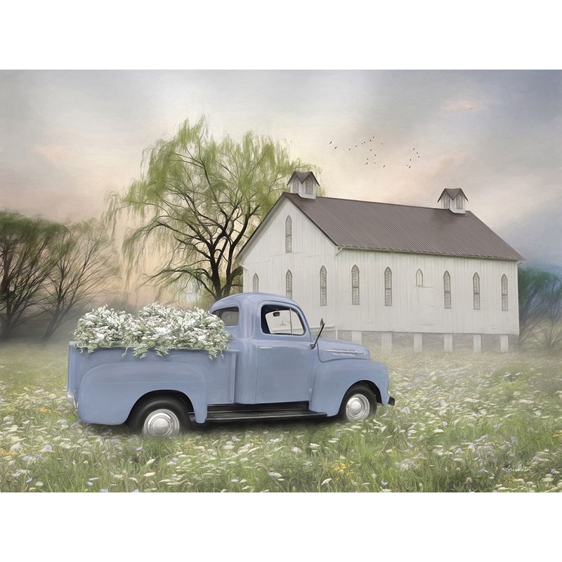 Blue Ford at Barn Poster Print by Lori Deiter # LD2273