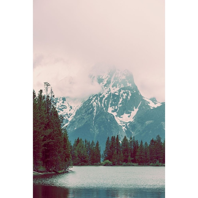 Vintage Mountain Lake Pink Sky Poster Print by Nature Magick Nature Magick # GI480A