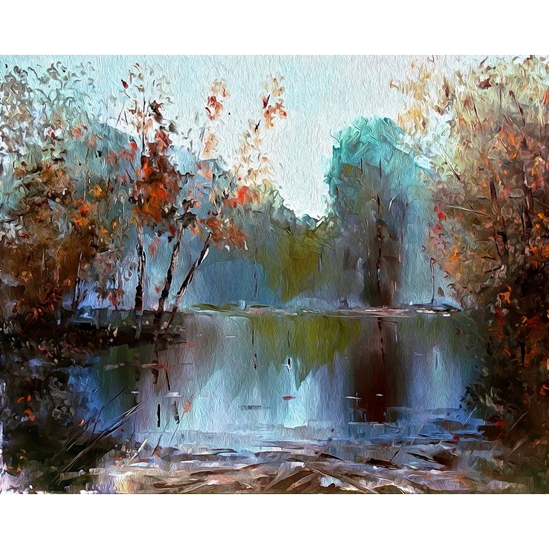Autumn Pond I Poster Print by Ronald Bolokofsky # FAS2180