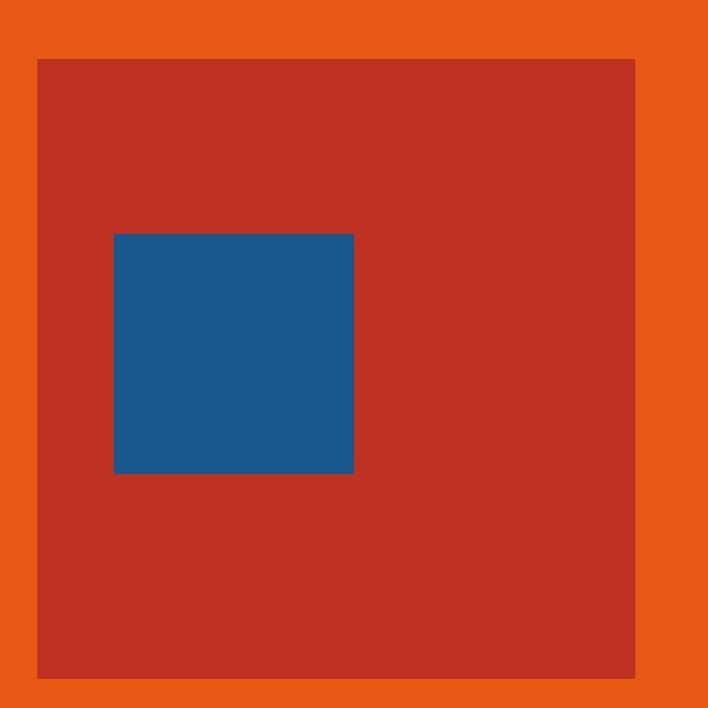 Blue Square on Red Poster Print by Inuit Inuit # FAF1594