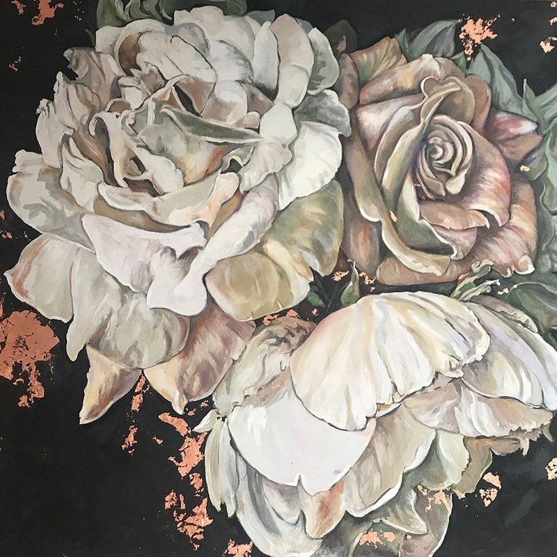 Beige Roses Poster Print by Emma Catherine Debs # ECSQ004A