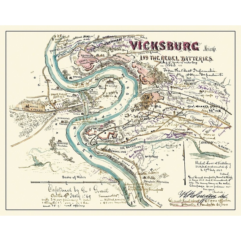 Vicksburg Mississippi Rebel Batteries Poster Print by Sherman Sherman # CWVI0003