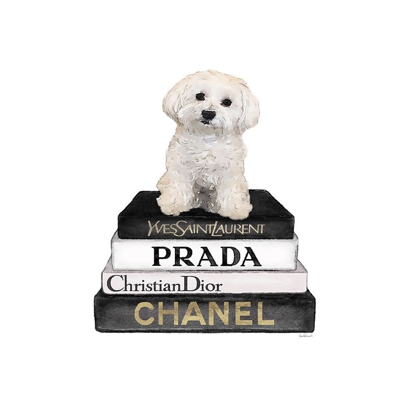 Bichon Frise Bookstack Poster Print by Amanda Greenwood Amanda Greenwood # AGD117288